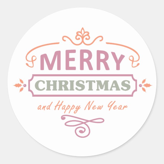 Stickers Joyeux Noël Joyeux Nouvel An Blanc (Devant)