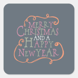 Stickers Joyeux Noël Orange et Rose