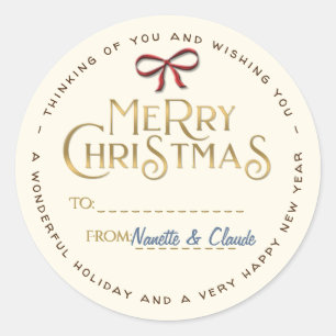 Stickers Joyeux Noël personnalisé avec Bow rouge