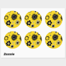 Stickers Joyeux noir blanc et jaune marguerite