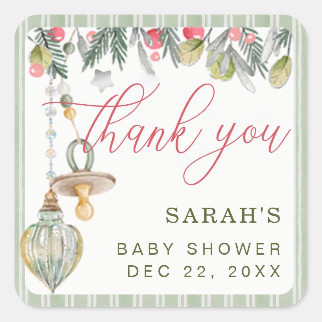 Stickers Joyeux petit Baby shower Merci (Devant)