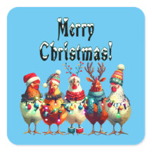 Stickers Joyeux poulets de Noël