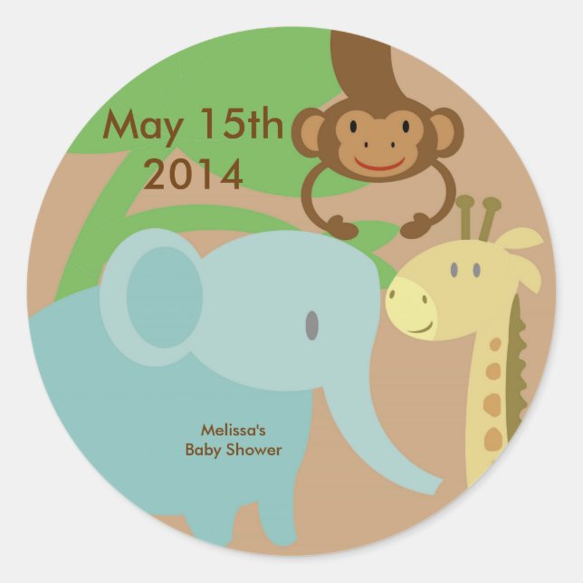 Stickers Jungle ou Zoo pour sacs cadeaux baby show (Devant)