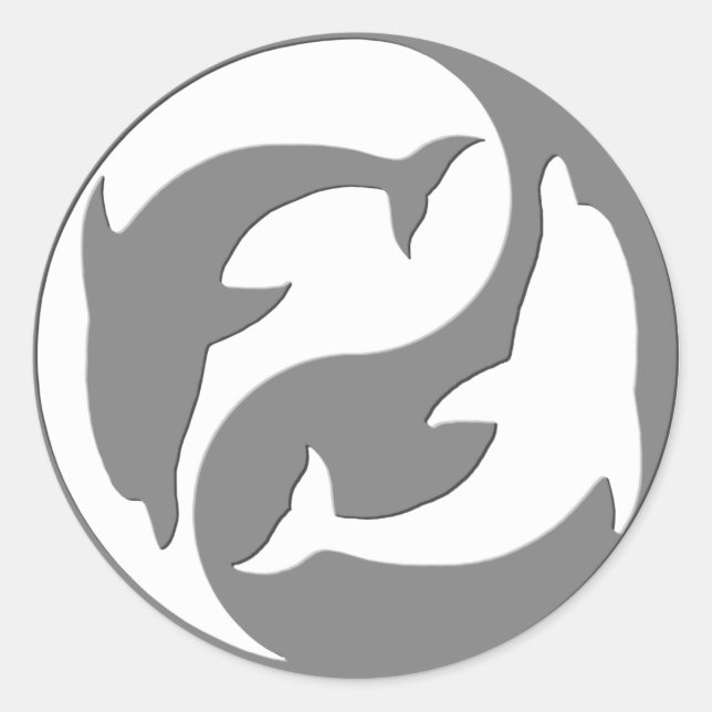 Stickers Jyin Yang Dolphins Gris Et Blanc (Devant)