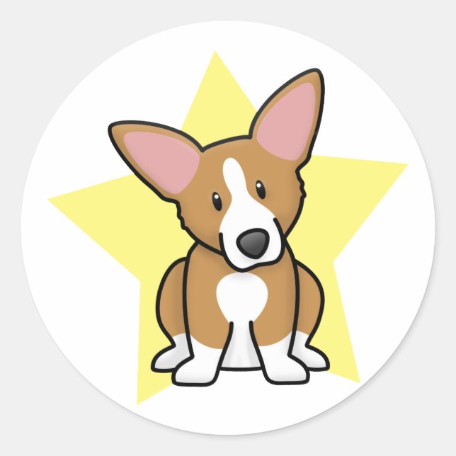 Stickers Kawaii Star Pembroke Welsh Corgi (Devant)