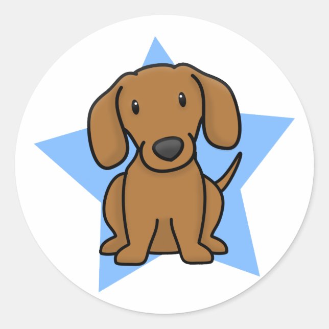 Stickers Kawaii Star Red Dachshund (Devant)