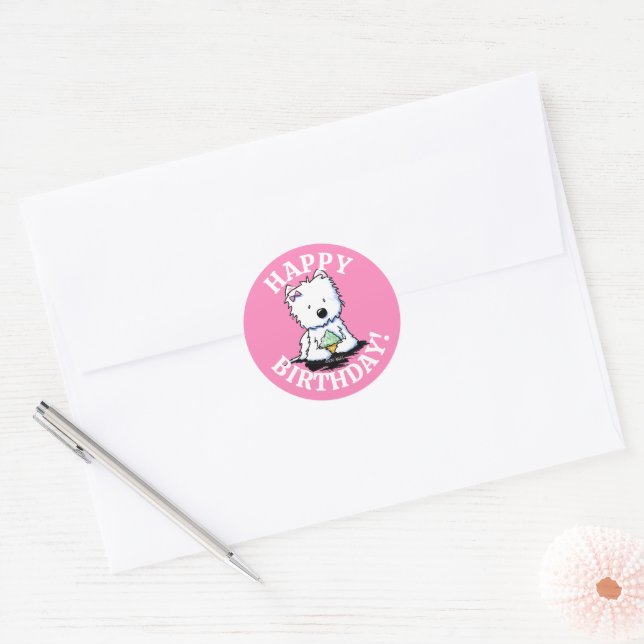 Stickers KiniArt Westie ANNIVERSAIRE (Enveloppe)