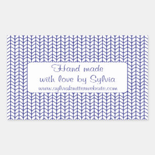 Stickers KNIT EN LIGNE BLEUE Rectangle "Fabriqué m