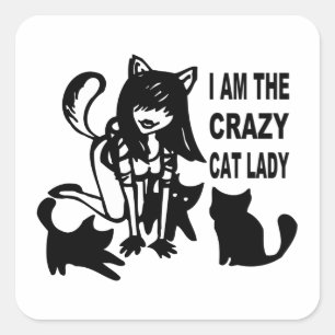 Stickers Lady Crazy Cat