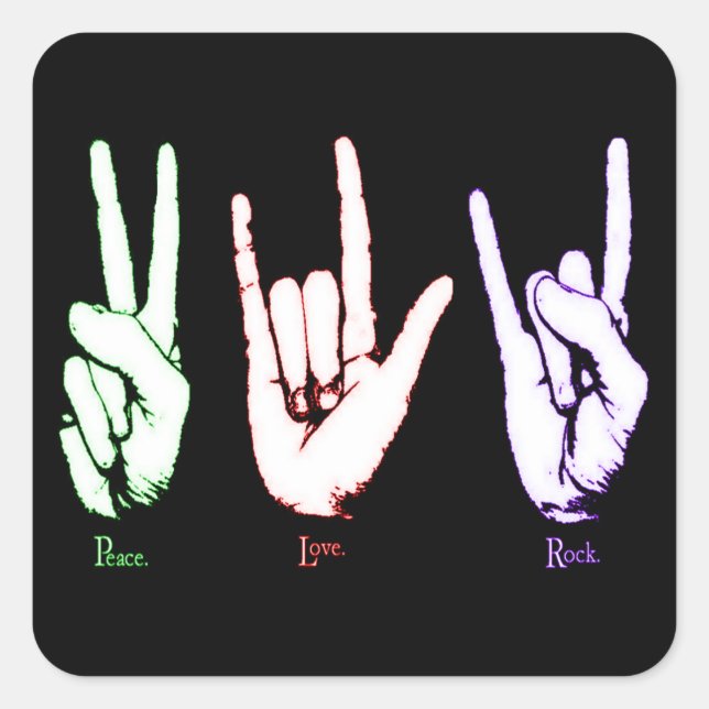 Stickers Langue des Signes Rock Peace Love (Devant)