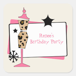 Stickers Leopard & Robe Rose Anniversaire