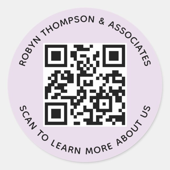 Stickers Lilac Purple QR Code Round Custom Company (Devant)