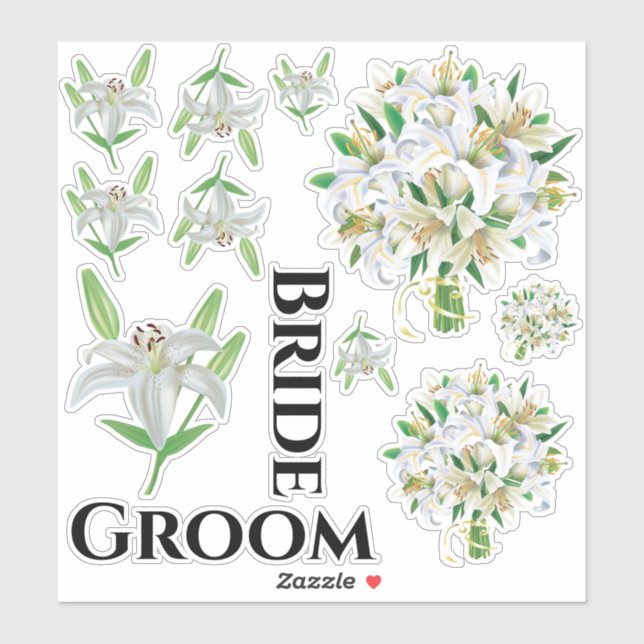 Stickers Lily blanche de mariée (Feuille)