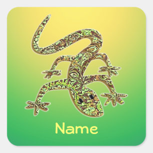 Stickers Lizard Vert Gecko Salamander De Nom