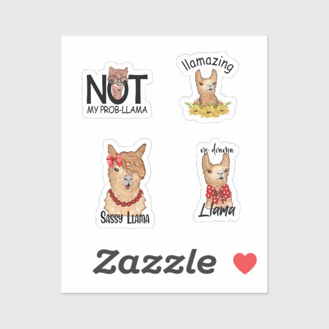 Stickers Llama mignonette (Feuille)