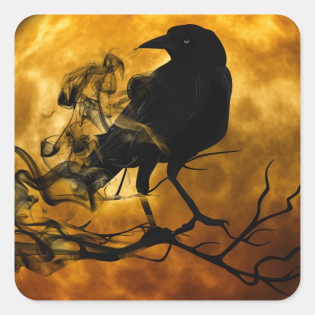 stickers lune corbeau (Devant)