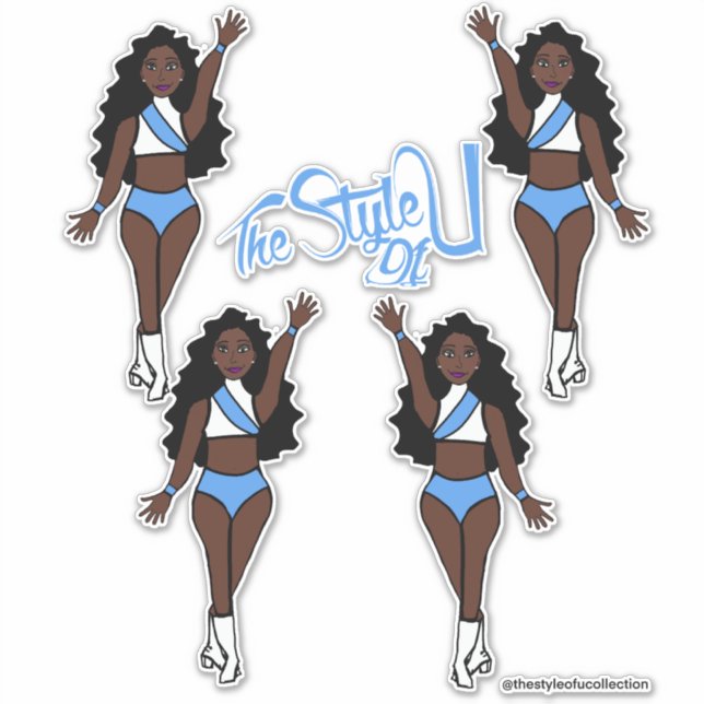 Stickers Majorette / Danseuse Blanc & Bleu clair (Devant)