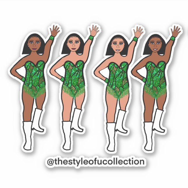 Stickers Majorette / Danseuse Franges vertes (Devant)