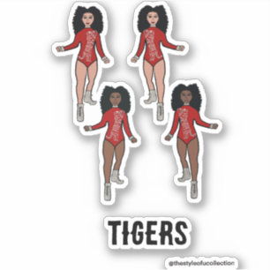Stickers Majorette / Danseuse Tigre d'argent rouge