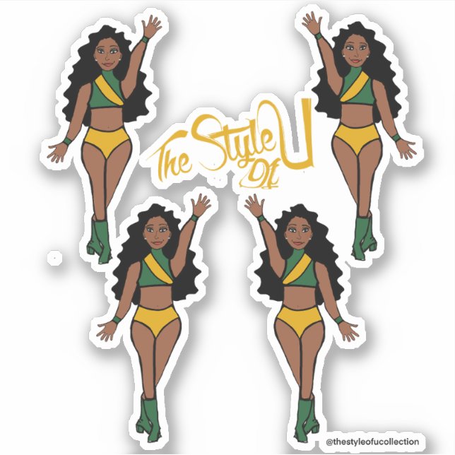 Stickers Majorette / Danseuse Vert & Jaune (Devant)