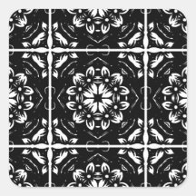 Stickers Mandala Floral noir et blanc