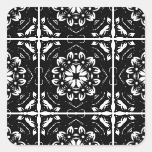Stickers Mandala Floral noir et blanc