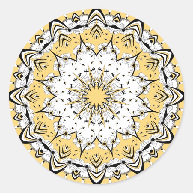 Stickers Mandala Jaune (Design 3) (Devant)