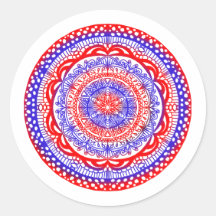 stickers mandala rouge et bleu