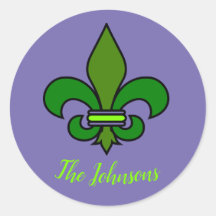 Stickers Mardi Gras Fleur de Lis violet et vert