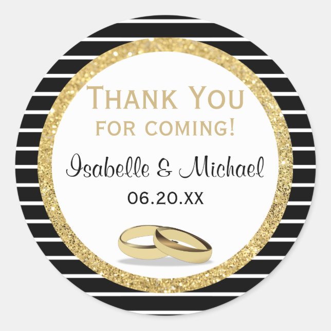 Stickers mariage anneau et Merci Parties scintilla (Devant)