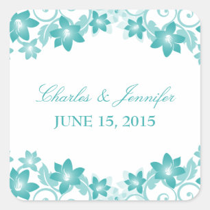 Stickers Mariage Aqua Floral Simple