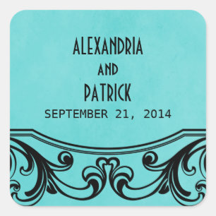 Stickers Mariage Aqua Vintage aux perles