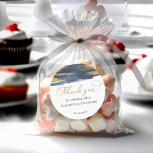 Stickers Mariage   Aquarelle bleue Abstraite dorée