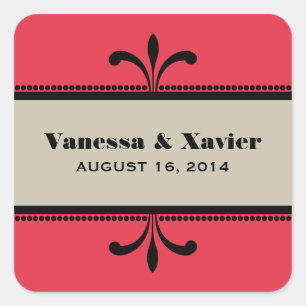 Stickers Mariage Art Déco Fancy Rouge/Beige