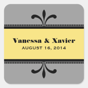 Stickers Mariage Art déco gris/jaune