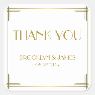 Stickers Mariage Art Déco Merci Gatsby Gold
