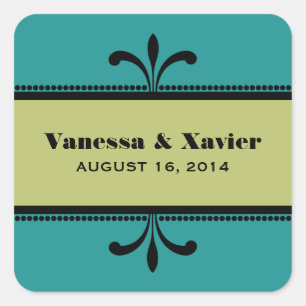 Stickers Mariage Art Déco turquoise/Vert fantaisie
