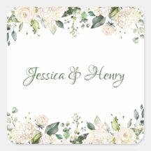 Stickers mariage aux fleurs blanches