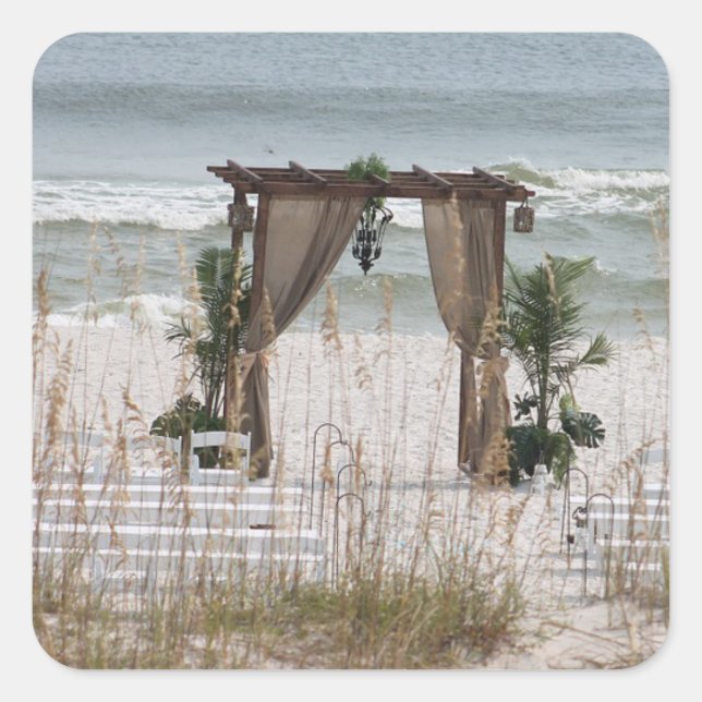 Stickers Mariage Beach à thème de bord de mer (Devant)