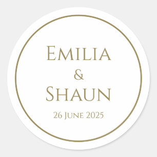 Stickers mariage blanc et or élégant