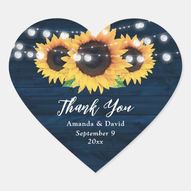 Stickers Mariage bleu marine et tournesol (Devant)
