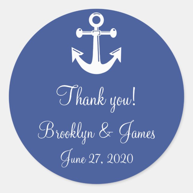 Stickers mariage bleu Merci nautique (Devant)