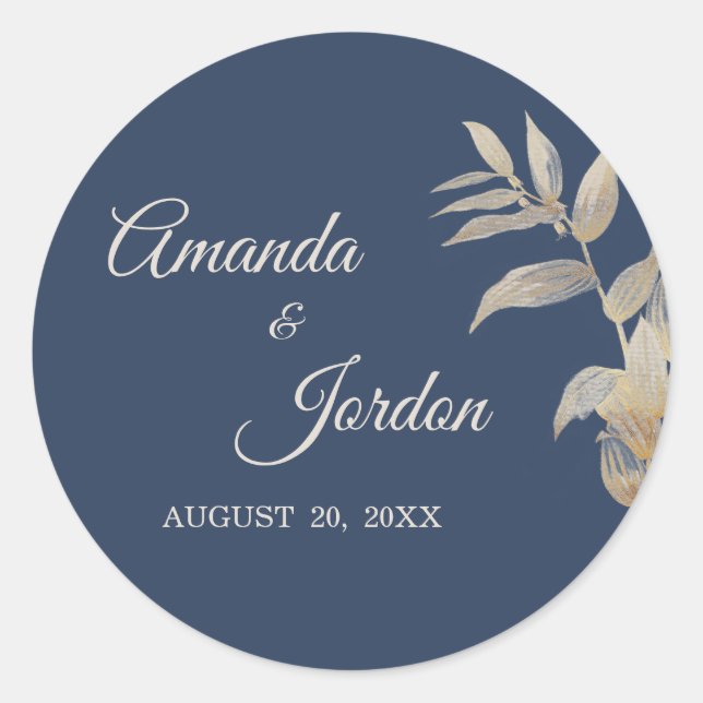 Stickers Mariage Boho d'automne bleu Dusty (Devant)