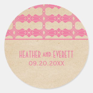 Stickers Mariage Bordure Art déco rose