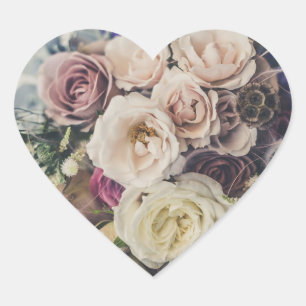 Stickers Mariage Bouquet Roses Roses Roses vintage