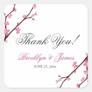 Stickers mariage cerise en fleurs Carré