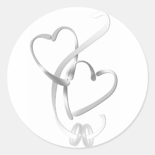 Stickers Mariage Coeurs Argent