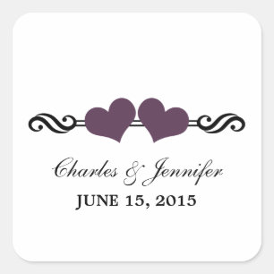 Stickers Mariage Coeurs Élégants, Violet