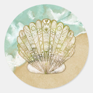 Stickers Mariage Coquille Saint Jacques Thème Plag
