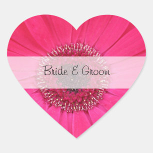 Stickers Mariage Customisé Coeur — Gerbera rose